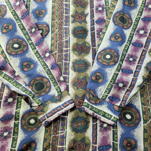 Vintage Silk Stunt Collections Earthtone Abstract Style Shirt size Medium - Picture 8 of 11